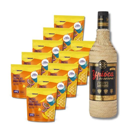 Kit Caipirinha Tropical: 10un Frutas Tropicais + Cachaça Super Premium Ypioca Ouro