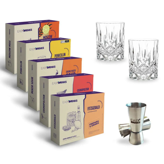 Kit Clássicos: 5 Clássicos + 2 copos Old Fashioned + Dosador