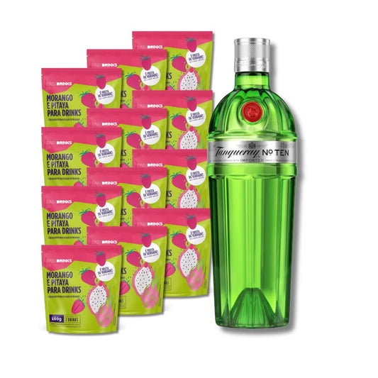 Kit Fruits&Tonic (G&T): Gin Tanqueray Ten + 15un Pitaya com Morango
